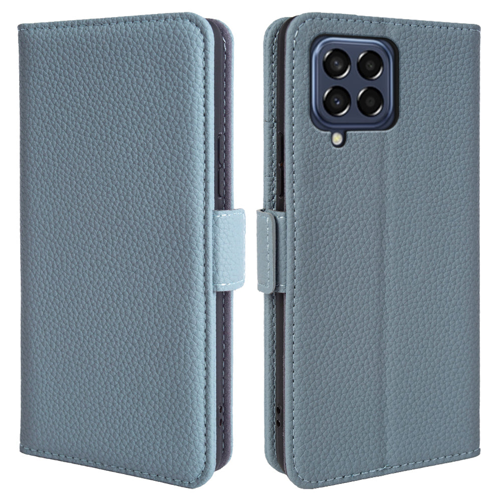 For Samsung Galaxy M33 5G (Global Version) Genuine Cow Leather Cover Litchi Texture Stand Wallet Magnetic Phone Case For Samsung Galaxy M33 5G (Global Version) Genuine Cow Leather Cover Litchi Texture Stand Wallet Magnetic Phone Case